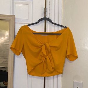 Yellow Open Tie Front Top